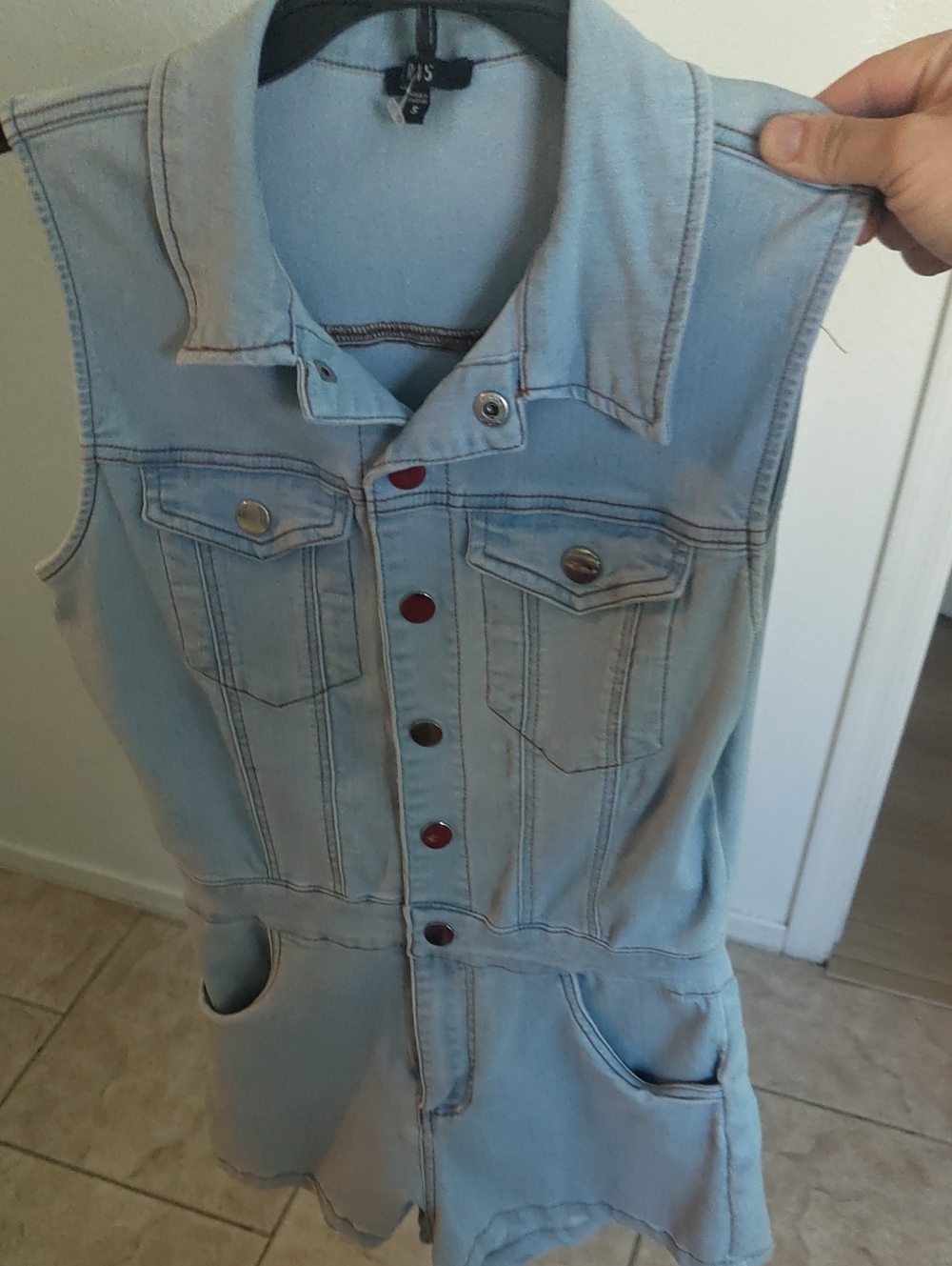 Light Blue Denim Sleeveless Romper